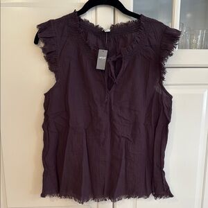 Aerie Brown Sleeveless Ruffled Tie Front Blouse